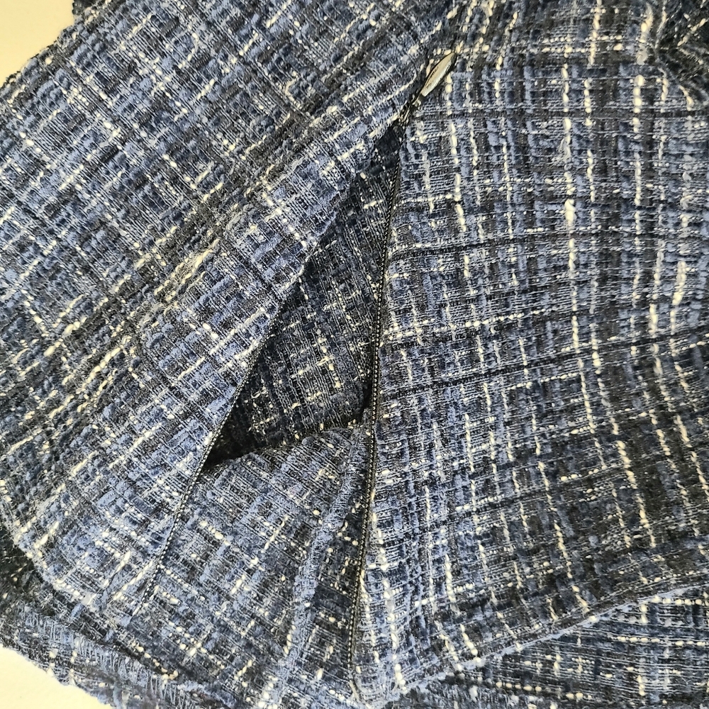 Zara Navy Blue Tweed Off The Shoulder Top - Picture 7 of 10